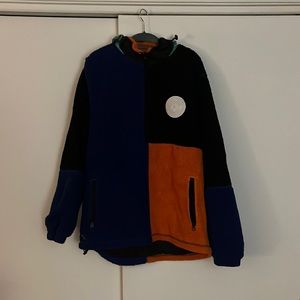10.Deep Half-zip pullover jacket orange black and blue